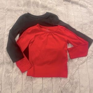 Multibrand 4T Long Sleeve Shirts Bundle, Solid, Girl, Red, Black, Basics